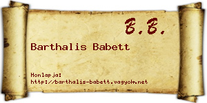 Barthalis Babett névjegykártya